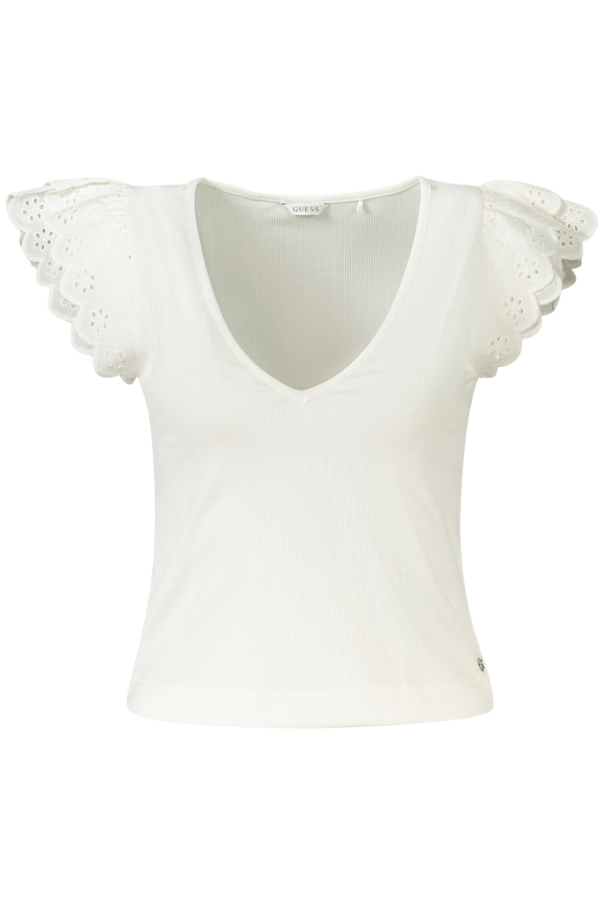 GUESS JEANS DAMEN KURZARM-T-SHIRT WEISS
