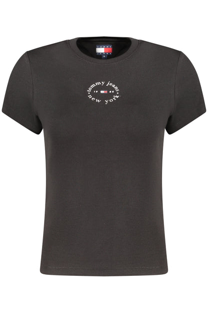 TOMMY HILFIGER DAMEN-T-SHIRT MIT KURZEN ÄRMELN, SCHWARZ