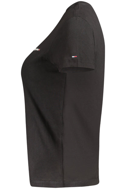 TOMMY HILFIGER DAMEN-T-SHIRT MIT KURZEN ÄRMELN, SCHWARZ